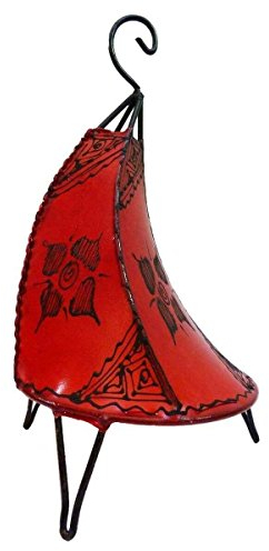Simandra Orientalische Lampe Stehlampe marokkanische Hennalampe Lederlampe Tischleuchte Stehleuchte Orient Tissir Orient 40 cm Color Rot