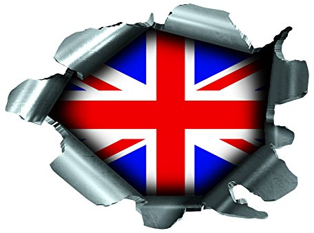 Speed Demons Pride Burst RIP Torn Tear Sticker Graphic SELF Adhesive for Any Surface Including LAPTOPS and Cars - Union Jack Flag
