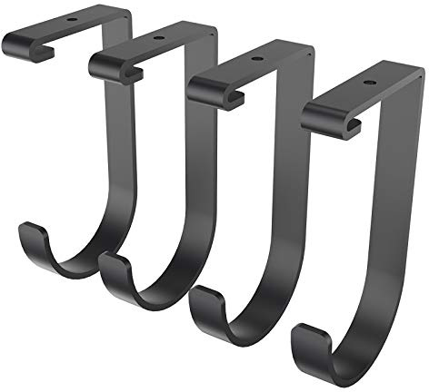 FLEXIMOUNTS 4 Pack Add On Storage Flat Hook Accessory for Garage Ceiling Rack and Wall Shelving, Max Weight Capacity up to 50lbs, Black