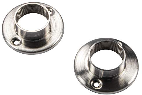 GedoTec Schrankrohrlager Edelstahl für Kleiderstangen Ø 25 mm | Rundrohr für Schrankrohr aus Metall | Befestigung Edelstahl matt gebürstet | 2 Stück - Schrankstangen Aufhängung für Garderoben-Stangen
