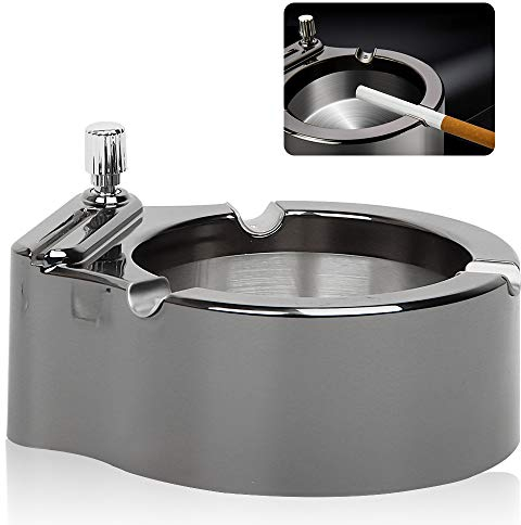 ZoneYan Retro Metall Aschenbecher mit Feuerzeug und Streichholz - multifunktionales Phantasie-Geschenk