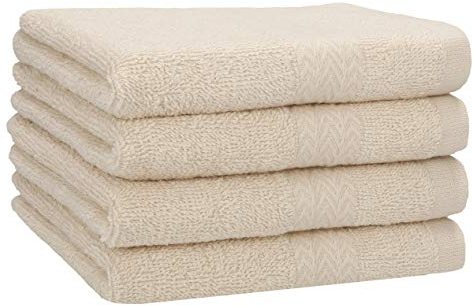 Betz 4 Stück Handtücher Set Premium 100% Baumwolle Handtuch Größe 50 x 100 cm (Sand)