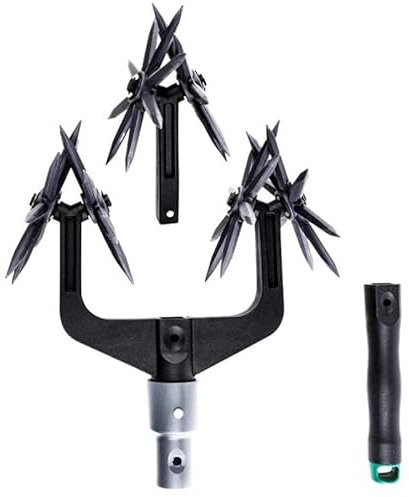 Strumento di tornitura del terreno, scarificatore per prato, scarificatore da giardino, coltivatore rotativo, testa utensile per la cura del prato per allentare il terreno, livellare terra e ghiaia