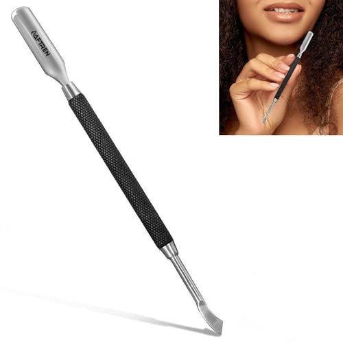 Doppio strumento professionale per cuticole in acciaio inossidabile, solvente per smalto gel UV, detergente per unghie a doppia estremità, raschietto (Nero)