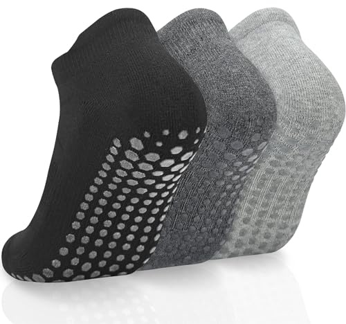 srclo 3 Pairs Non Slip Grip Yoga Socks For Women Men Anti-slip Pilates Sock