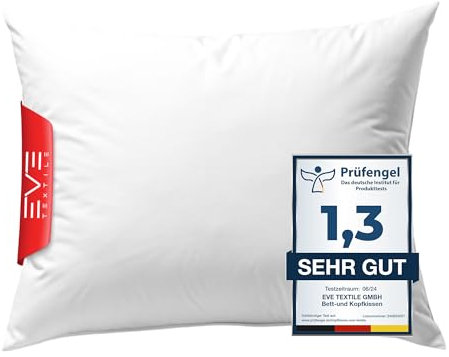 EVE Textile® Kissen 50x70 cm Kopfkissen Öko-Tex 100 Füllkissen Innenkissen; Dekokissen Sofakissen Kisseninlett, Allergiker Bettkissen, Schlafkissen Atmungsaktiv, 60° Waschbar, Reißverschluss