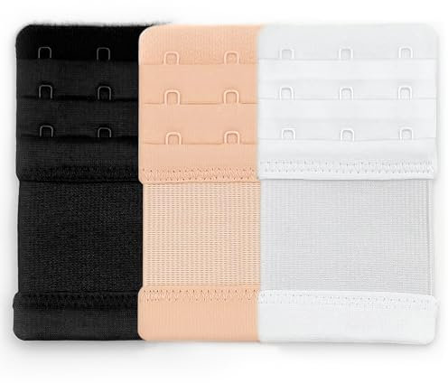 YISCOKO Bra Extender 3 Hook 3 Row, Soft Stretchy Bra Extender Extension Comfortable (3 Pieces)