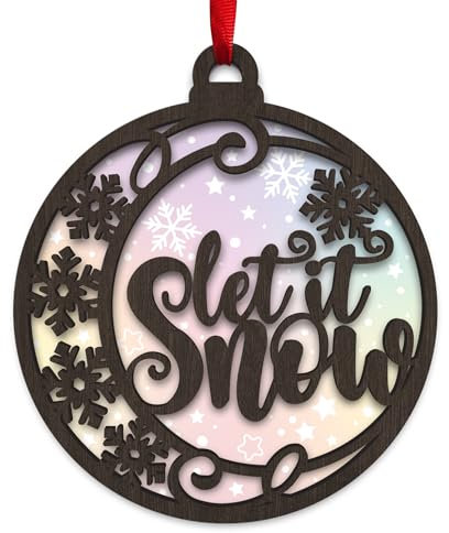 Let it Snow Weihnachtsdekoration, Schneeflocke, Weihnachtsdekoration, Acryl und Holz