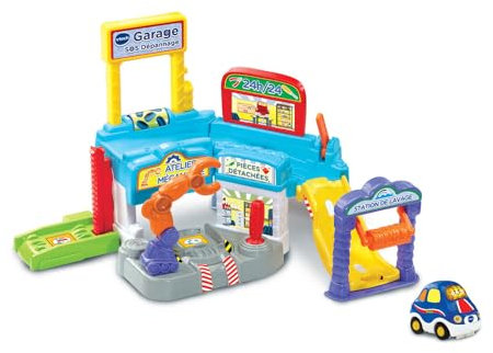 VTech - Tut Tut Bolides, Garage SOS Dépannage avec Noé Voiture à Réparer, Garage Voitures Enfant, 3 Zones Magiques, Cadeau Garçon et Fille de 1 an à 5 Ans - Contenu en Français