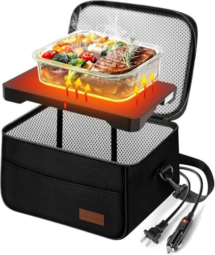 DoubleCare Portable Microwave, 12V/24V/110V/220V 3-in-1 Car Heated Lunch Box, Mini Electric Lunch Box Food Heater, Portable Oven for Office, Work, Home, Travel, Car