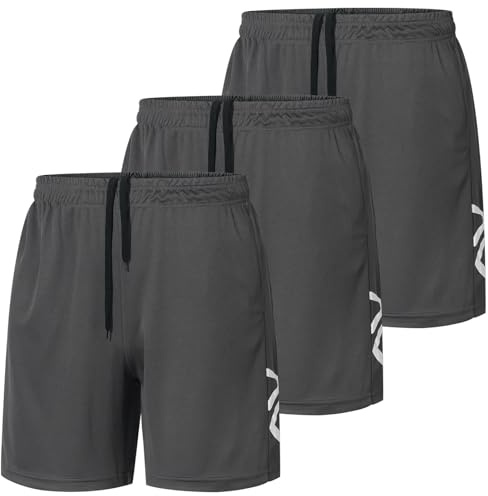 Covisoty Lot de 3 Shorts de Sport pour Homme Séchage Rapide avec Poches Jogging Fitness Sport Training Yoga Tennis D'été Shorts