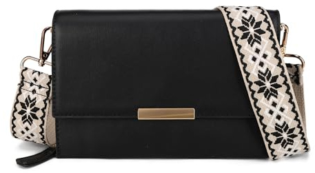 Gladdon Custodia per cellulare da donna, piccola borsa con slot per schede, scomparti multipli e ampi spallacci, Nero