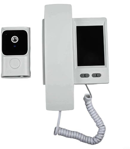 Intercomunicador de timbre de video infrarrojo, pantalla IPS de plástico de 3.5 pulgadas con cable de video intercomunicador de puerta de teléfono cámara para el hogar apartamento (blanco)