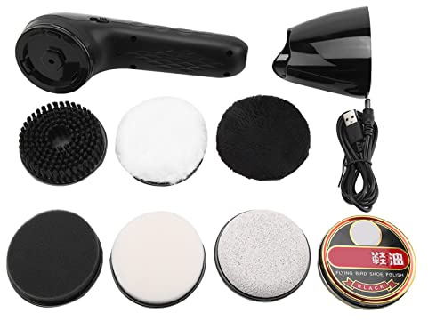 Kit lustrascarpe elettrico, lucidatore per scarpe elettrico Spazzola per lucidare la polvere Kit per la cura della pulizia della pelle Ricaricabile tramite USB per uomo donna