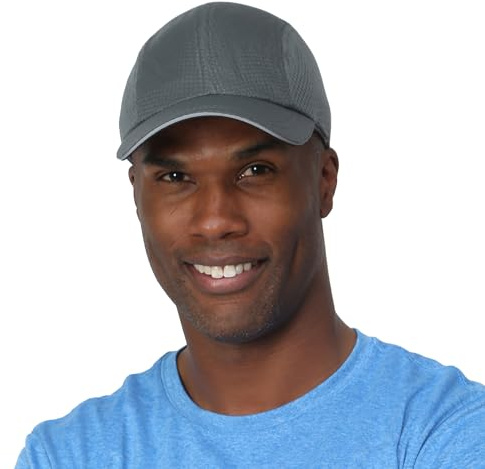 TrailHeads Performance Mens Running Hat - Lightweight, Quick Dry Workout Hats for Men - Athletic Sports Cap for Tennis, Gym Charcoal
