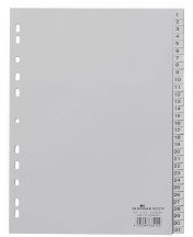 Zahlenregister aus PP, grau, A4, Tabe 1-31, Universallochung, grau