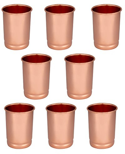 Zap Impex Trinkglas Kupfer Glas reiner Kupfer Tumbler Healing Set von 8, 250 ml