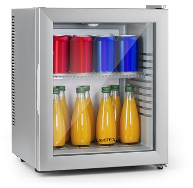 KLARSTEIN Brooklyn Nevera Pequeña Portatil Eléctrica Puerta Cristal, Mini Nevera Silenciosa para Casa y Oficina, Frigorificos Pequeños Refrescos, Cervezas, Estantes Extraíbles, Minibar 12-18°C, 23 l.