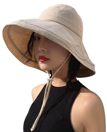 DRIONO Wide Brim Bucket Hat - UPF50+ Protection Travel Beach Sun Hat with Semi-Rigid Adjustable Foldable Brim (Wheat)