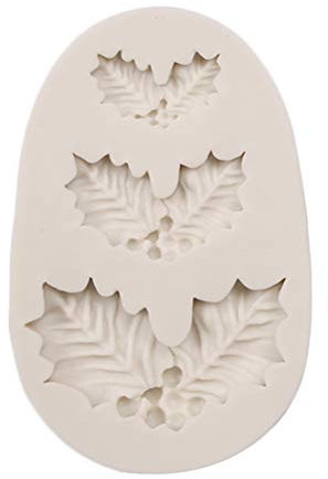 YueWan Silikonform Blattförmige Fondantform, Stechpalme Blätter, Grau, Silikon, Form, Dekoration, Weihnachten, Hochzeiten, Partys