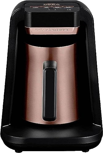 Arzum Okka RICH SPIN M Türkische Kaffeemaschine, Kaffeekanne Edelstahl 700W (Milchwärmer Türkischer Mokka mit heißer Milchschokolade) - Schwarz/Kupfer