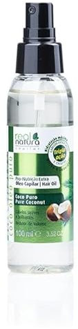 Real Natura - Huile Capillaire Pro-Nutrition Extra Coco Pur - Nutrition Intense - Brillance Naturelle - Non Grasse - Pour Tous Types de Cheveux - 100ML