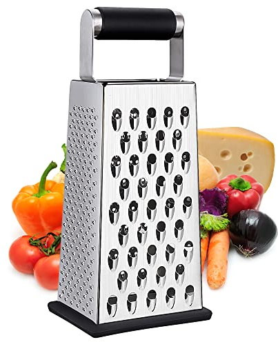 Kaishun Cheese Grater, Box Grater for Cheese Stainless steel Vegetable Slicer Food Shredder 4-sided Convenience for kitchen