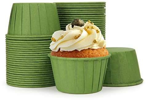 Volein 50 Pezzi Pirottini per Muffin in Carta Stampi per Cupcake per Compleanni, Feste per Neonati e Natale(Verde)