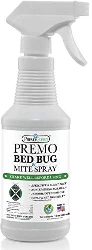 Premo Guard Bed Bug Killer Spray 16 oz - University Tested 100% Kill Rate - Natural Non Toxic, Stain & Scent Free - Kill Bedbugs & Mites On Bed & Blankets, Furniture, Clothing - Child & Pet Safe