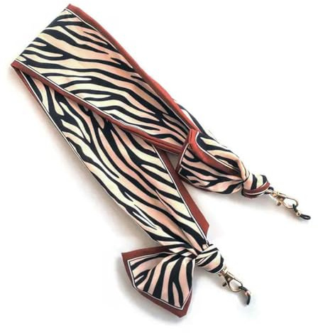 OMEVU Bohème foulard en soie lunettes chaîne masque corde suspendue pour femmes rétro imprimé ruban lunettes de soleil lanière accessoires lunettes