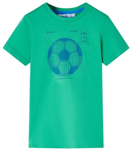 Kinder T-Shirt mit Fußball-Aufdruck Rundhals Kurzarm Shirt Kindershirt Grün 116