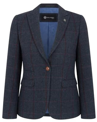 TruClothing Women's Blazer Tweed Herringbone Checkered Tailored Fit Jacket