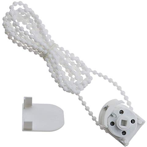 OTOTEC 1x Mecanismo de Cadena Sidewinder de polea de persiana Romana, Unidad de Control de Extremo Ciego de accionamiento Directo con Accesorios de Cadena de Cuentas Blancas de 2 Metros