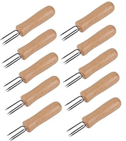 LABRIMP 10St Maisgabel Easy putz holzstiel Maiskolbengabel Fleischgabeln Hitzebeständig Obstgabel auf den Kolbenhaltern Grillspieße Stand Fruchtgabeln Maisspießhalter Griff aus Eiche
