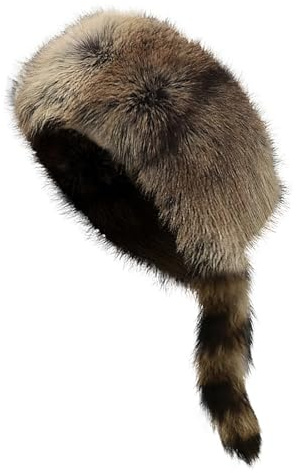 TINAYAUE Sombrero de cosaco ruso de piel sintética para mujer, con cola peluda, de felpa, para caza, invierno, para clima frío, cálido, elegante, para mujer, gorra plana para viajes, esquí, nieve,
