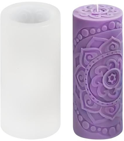 TenaLucy Stampo per Candele Loto,Stampi per Candele Cilindriche Stampi per Candele in Silicone Stampi per Candele Fai Da Te Stampo per Candele in Silicone 3D,per Aromaterapia,Candele（Bianco）