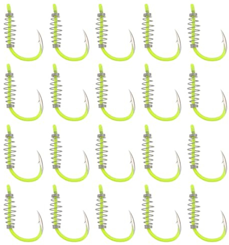 eMagTech 20X Hameçons de Pêche à Ressort Hameçons en Acier à Haute Teneur en Carbone avec Hameçons de Pêche Pivotants à Ardillon à Ressort en Métal Adaptés à La Truite Et à La Carpe Power Bait