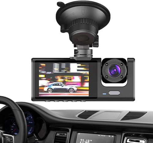 Dashcam HD para automóvil - dashs CAM Frontal e Interior | Grabación Gran Angular, visión Nocturna, detección de Accidentes, cámara de vigilancia para Seguridad y Viajes en Coche
