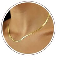 Tewiky Schlangenkette für Damen Gold Flacher Choker Ohne Anhänger
