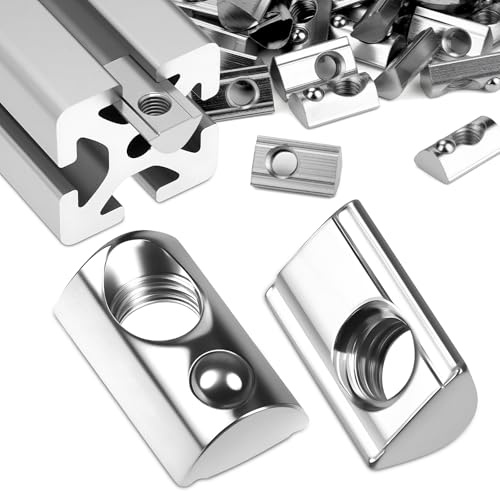 sturiz 50 tuercas M5, ranura 6 T, tornillos 20 series M5, perfil de aluminio, 20 x 20, acero al carbono niquelado, tuerca deslizante con bola de resorte para impresora 3D de perfil C de aluminio CNC