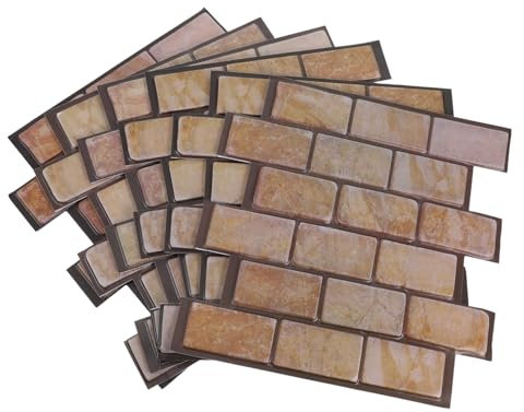 KONTONTY 6pièces Peint Adhésif Imitation Brique Marron Panneaux Muraux Texturés Autocollants Pour Armoires Et Décoration Intérieure