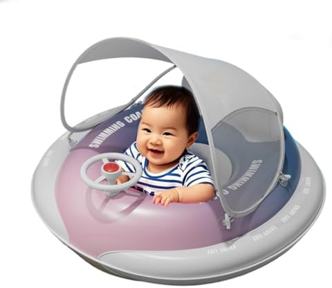 Flotador de Piscina para bebé con Dosel, sillón Flotante para Piscina con antirrayos UV - cómodo Asiento Flotante para Piscina, Lago y Estanque