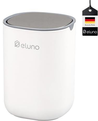 eluno Secchio per cosmetici EDOLO con coperchio basculante e capacità di 1,5 litri, pattumiera con coperchio basculante, ideale per piccoli rifiuti in bagno o come pattumiera da tavolo in cucina, in