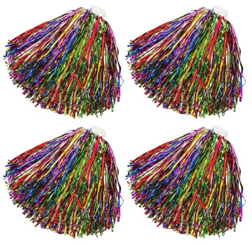 4 pompon da cheerleader, pompon, cheerleader e pompoms cheerleading per squadre sportive, pompon colorati, cheerleading con manici, ideali per attività di spirito di squadra