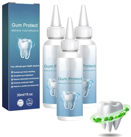 Tandköttsreparationsgel – teeth Repair Gel för tillbakadragande av tandkött och uppbyggnad, tandköttsterapi mot inflammation, gummiskydd reparation för frisk andedräkt och parodontalbehandling (3 st)