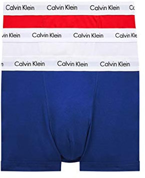 Calvin Klein Herren Boxershorts Low Rise TRUNK, 3er Pack U2664G, Ohne Eingriff, Mehrfarbig ( Mehrfarbig (I03 White/Red Ginger/Pyro Blue) ) - X-Large