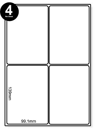 Packwith® 4 Labels Per Page Sticky Labels A4 Address Shipping Labels (99.1 x 139mm) Sticker Paper of 20 Sheets (80 Labels) #SAL-20-4