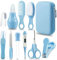 PandaEar Baby Healthcare and Grooming Kit, Baby Safety Set Baby Comb, Brush, Finger Toothbrush, Nail Clippers, Scissors, Nasal Aspirator, Baby Essentials Nursery Care Kit (Blue)