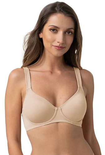 Dorina Soutien-Gorge Femme Lindsay – À Armatures, Non Rembourré, Couverture Totale, Bonnets Moulés, Microfibre Douce, Bretelles Réglables pour Confort Toute la Journée, Beige