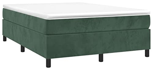 vidaXL Boxspringbett mit Matratze Doppelbett Polsterbett Bettgestell Bett Hotelbett Bettrahmen Lattenrost Schlafzimmerbett Dunkelgrün 140x200cm Samt